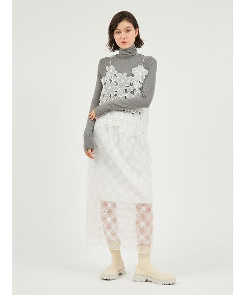 emmi(エミ)の「フラワーチュールスカート(スカート・レディース・ホワイト/ライム/ブラック・0/1)」の12枚目の写真