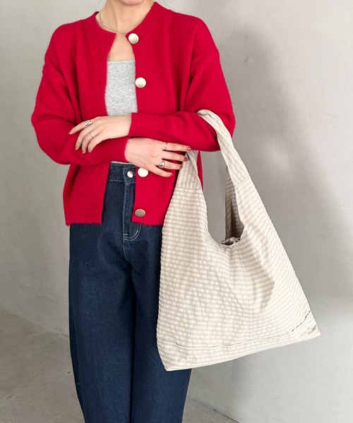 MYMOOD.（マイムード）の「【A4収納可】チェック柄ワンハンドルトートバッグ（トートバッグ・レディース・ベージュ/レッド/ブラウン/ネイビー・FREE）」の18枚目の写真