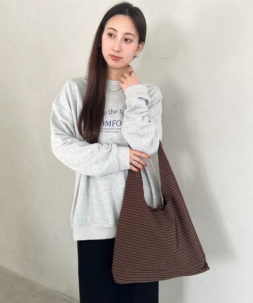 MYMOOD.（マイムード）の「【A4収納可】チェック柄ワンハンドルトートバッグ（トートバッグ・レディース・ベージュ/レッド/ブラウン/ネイビー・FREE）」の11枚目の写真