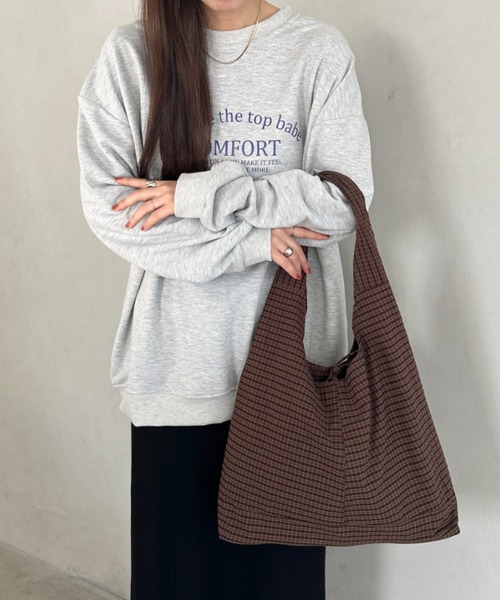 MYMOOD.（マイムード）の「【A4収納可】チェック柄ワンハンドルトートバッグ（トートバッグ・レディース・ベージュ/レッド/ブラウン/ネイビー・FREE）」の9枚目の写真