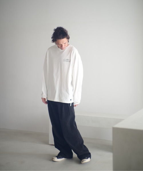 ADAM PATEK(アダムパテック)の「ADAMPATEK/needlestripe denim wide pants/ニードルパンチストライプデニムワイドスラックス(AP2528014)(デニムパンツ・レディース・グレー/ブラック・1/2)」の16枚目の写真