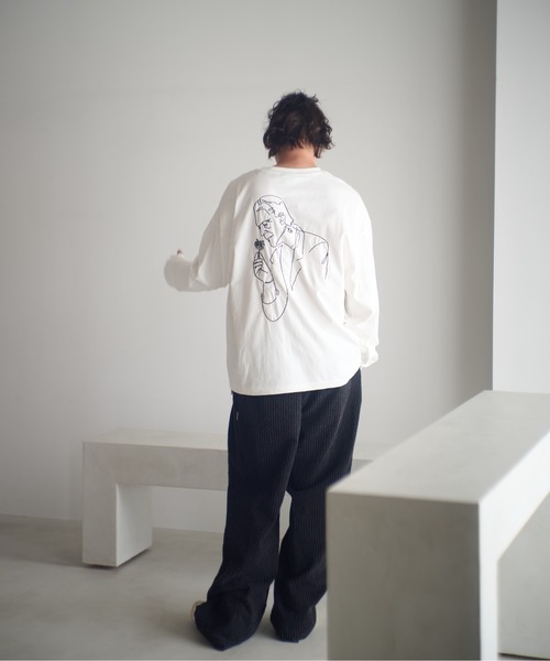 ADAM PATEK(アダムパテック)の「ADAMPATEK/needlestripe denim wide pants/ニードルパンチストライプデニムワイドスラックス(AP2528014)(デニムパンツ・レディース・グレー/ブラック・1/2)」の18枚目の写真