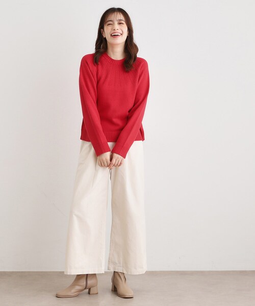 LAURA ASHLEY(ローラアシュレイ)の「【洗える/同素材アイテムあり】求心ケーブル編み プルオーバーニット(ニット/セーター・レディース・ライトグレー系9/アイボリー/レッド系1・40/38)」の14枚目の写真