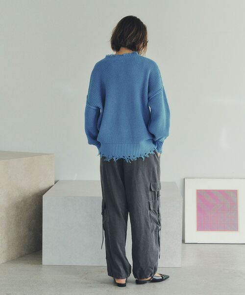 Editt by YECCA VECCA(エディットバイイェッカヴェッカ)の「ダメージルーズニット(ニット/セーター・レディース・チャコールグレー/ブルー/グレー・FREE)」の10枚目の写真