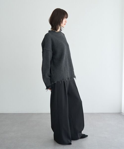 Editt by YECCA VECCA(エディットバイイェッカヴェッカ)の「ダメージルーズニット(ニット/セーター・レディース・チャコールグレー/ブルー/グレー・FREE)」の17枚目の写真