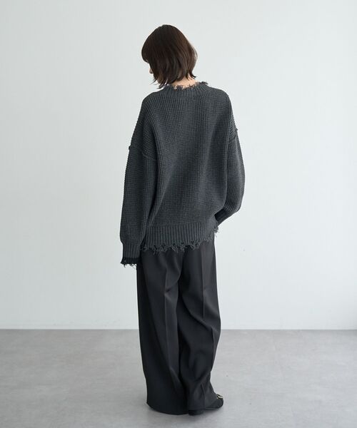 Editt by YECCA VECCA(エディットバイイェッカヴェッカ)の「ダメージルーズニット(ニット/セーター・レディース・チャコールグレー/ブルー/グレー・FREE)」の18枚目の写真