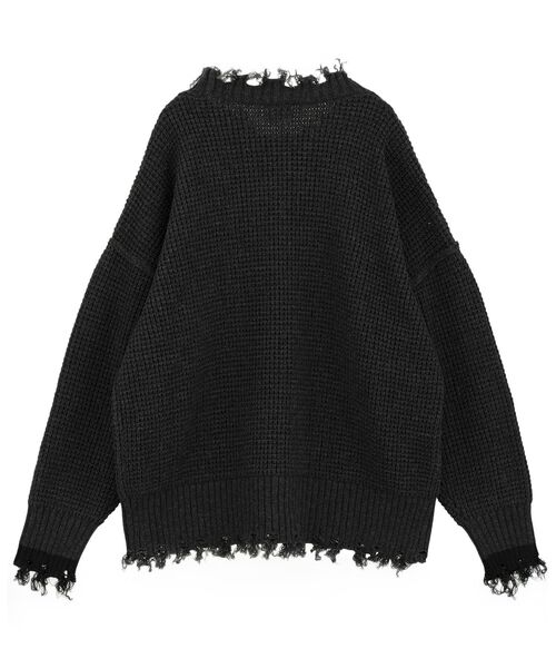 Editt by YECCA VECCA(エディットバイイェッカヴェッカ)の「ダメージルーズニット(ニット/セーター・レディース・チャコールグレー/ブルー/グレー・FREE)」の19枚目の写真