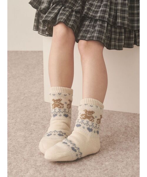 merry jenny（メリージェニー）の「もこもこbear knit socks（ソックス/靴下・レディース・レッド/アイボリー・FREE）」の4枚目の写真