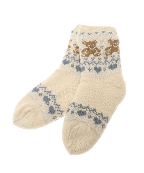 merry jenny（メリージェニー）の「もこもこbear knit socks（ソックス/靴下・レディース・レッド/アイボリー・FREE）」の16枚目の写真