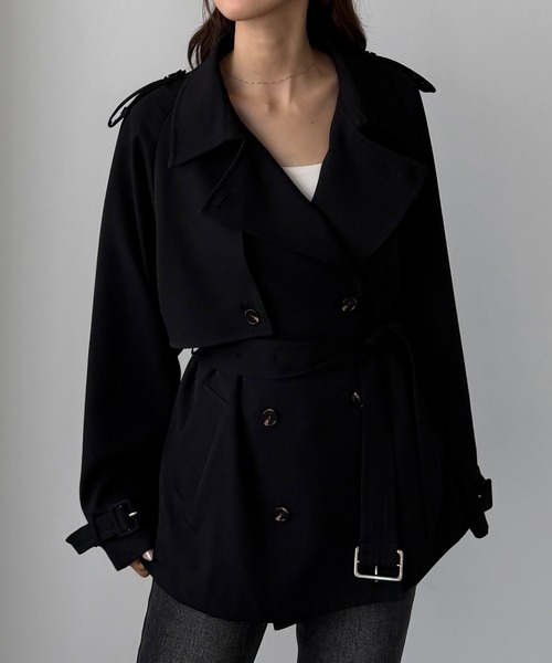 Louere(ルエレ)の「ミドル丈トレンチコート(トレンチコート・レディース・チャコール/ベージュ/ブラック・SMALL/MEDIUM/LARGE/X-LARGE)」の5枚目の写真