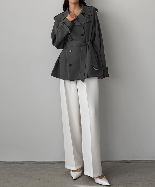 Louere(ルエレ)の「ミドル丈トレンチコート(トレンチコート・レディース・チャコール/ベージュ/ブラック・SMALL/MEDIUM/LARGE/X-LARGE)」の13枚目の写真
