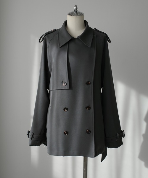 Louere(ルエレ)の「ミドル丈トレンチコート(トレンチコート・レディース・チャコール/ベージュ/ブラック・SMALL/MEDIUM/LARGE/X-LARGE)」の14枚目の写真