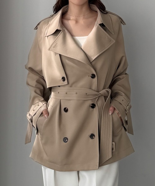 Louere(ルエレ)の「ミドル丈トレンチコート(トレンチコート・レディース・チャコール/ベージュ/ブラック・SMALL/MEDIUM/LARGE/X-LARGE)」の22枚目の写真