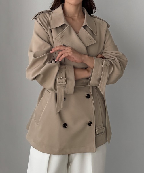 Louere(ルエレ)の「ミドル丈トレンチコート(トレンチコート・レディース・チャコール/ベージュ/ブラック・SMALL/MEDIUM/LARGE/X-LARGE)」の21枚目の写真