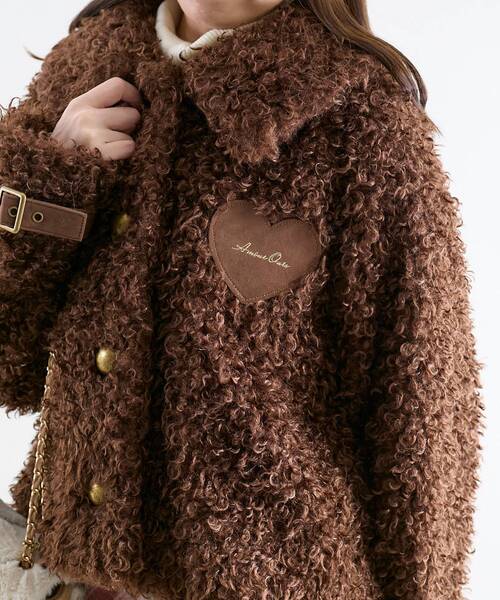 MAJESTIC LEGON（マジェスティックレゴン）の「ハートパッチふわふわブルゾン（ブルゾン・レディース・ブラウン/ベージュ・MEDIUM）」の18枚目の写真