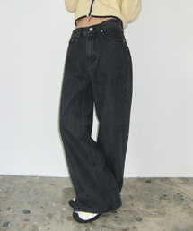 WIDE DENIM PANTS BLACK