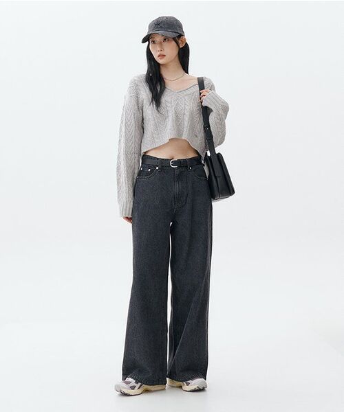 RONRON(ロンロン)の「WIDE DENIM PANTS BLACK(デニムパンツ・レディース・その他・SMALL/MEDIUM)」の6枚目の写真