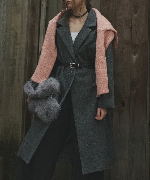 ad thie（アドティエ）の「フェイクウール ロングチェスターコート