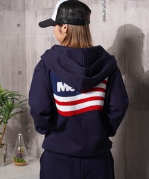 【MEMORY】ヘビーウェイト 星条旗 サガラ刺繍 ダブルZIPパーカー 【セットアップ可能】/ Star-Spangled Banner Sagara Embroidery Double-Zip Hoodie