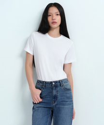 MUSINSA STANDARD WOMAN（ムシンサスタンダードウーマン）の「[Cool Tandard] Women's Basic Crew Neck Short-Sleeved T-Shirt [White]（Tシャツ/カットソー）」
