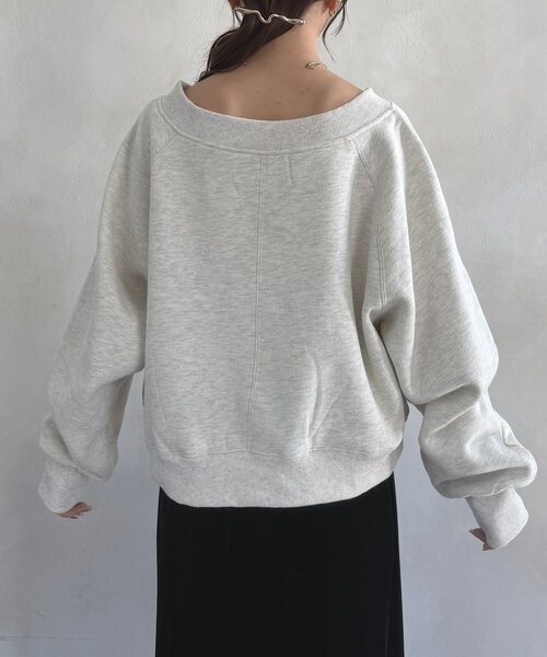 Thevon(ゼボン)の「Vネック刺繍ロゴ裏起毛プルオーバー(Tシャツ/カットソー・レディース・チャコールグレー/ネイビー/ライトグレー・FREE)」の15枚目の写真