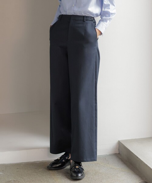 J.PRESS(ジェイプレス)の「チノストレッチ ワイドパンツ(その他パンツ・レディース・ネイビー系/ベージュ系・T17/T15/T13)」の1枚目の写真