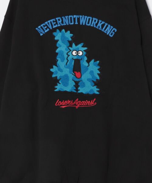 Import & Select(インポートアンドセレクト)の「【Nevernotworking】 LAモンスターサガラ刺繍 裏毛ZIPパーカー ジップアップパーカー フーディー(パーカー・メンズ・グレー/ブラック・2/3)」の4枚目の写真