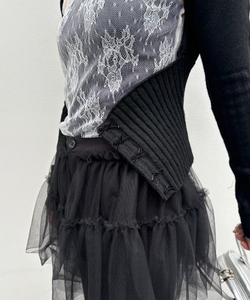 HONEY MI HONEY（ハニーミーハニー）の「bolero corset cardigan（カーディガン/ボレロ・レディース・オフホワイト/ブラック・FREE）」の3枚目の写真