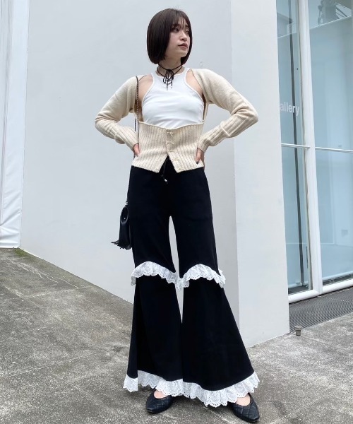 HONEY MI HONEY（ハニーミーハニー）の「bolero corset cardigan（カーディガン/ボレロ・レディース・オフホワイト/ブラック・FREE）」の18枚目の写真