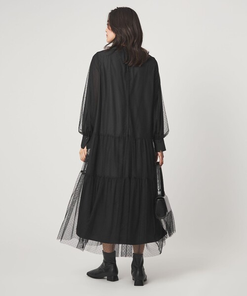 green label relaxing（グリーンレーベルリラクシング）の「チュール ティアード ワンピース（ドレス・レディース・モカ/ブラック・FREE）」の22枚目の写真