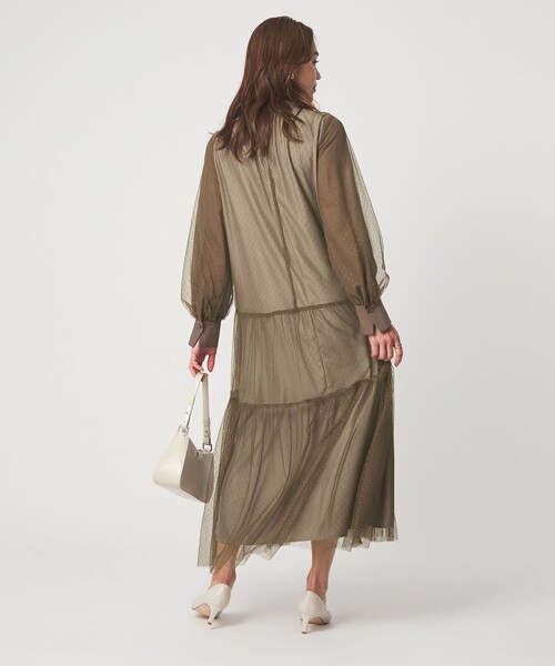 green label relaxing（グリーンレーベルリラクシング）の「チュール ティアード ワンピース（ドレス・レディース・モカ/ブラック・FREE）」の18枚目の写真