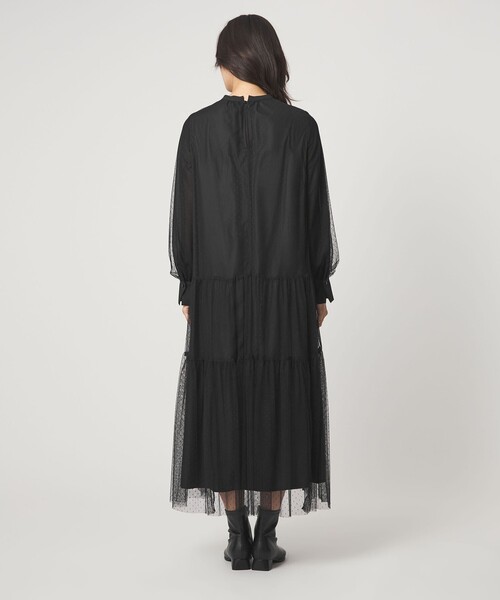 green label relaxing（グリーンレーベルリラクシング）の「チュール ティアード ワンピース（ドレス・レディース・モカ/ブラック・FREE）」の15枚目の写真