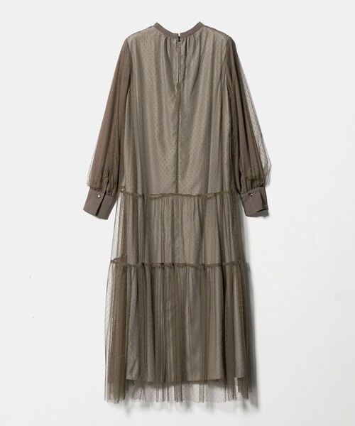 green label relaxing（グリーンレーベルリラクシング）の「チュール ティアード ワンピース（ドレス・レディース・モカ/ブラック・FREE）」の13枚目の写真