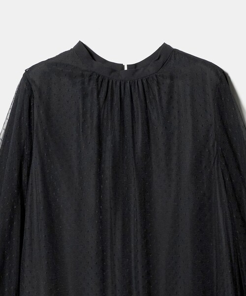 green label relaxing（グリーンレーベルリラクシング）の「チュール ティアード ワンピース（ドレス・レディース・モカ/ブラック・FREE）」の5枚目の写真