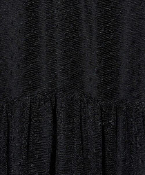 green label relaxing（グリーンレーベルリラクシング）の「チュール ティアード ワンピース（ドレス・レディース・モカ/ブラック・FREE）」の4枚目の写真