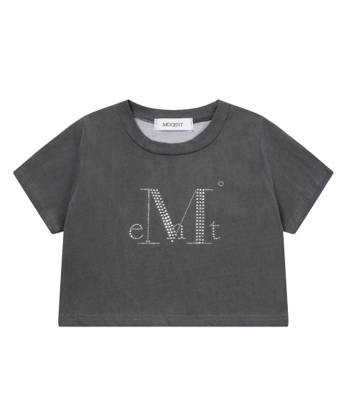 MUCENT(ムセント)の「アリンピグメントホットフィックスクロップ半袖Tシャツ(Tシャツ/カットソー・レディース・チャコール・FREE)」の1枚目の写真