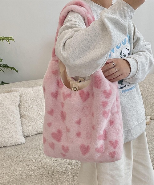 VIBGYOR(ヴィブジョー)の「Mignonjour/ハート柄ファートートバッグ M2862(トートバッグ・レディース・ホワイト/ピンク/ベージュ・FREE)」の10枚目の写真