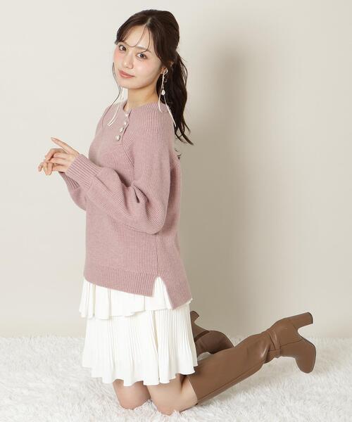 WILLSELECTION（ウィルセレクション）の「アソートボタンデザインニット（ニット/セーター・レディース・オフホワイト/チャコールグレー/ピンク・FREE）」の14枚目の写真