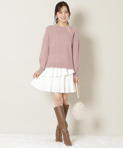 WILLSELECTION（ウィルセレクション）の「アソートボタンデザインニット（ニット/セーター・レディース・オフホワイト/チャコールグレー/ピンク・FREE）」の15枚目の写真