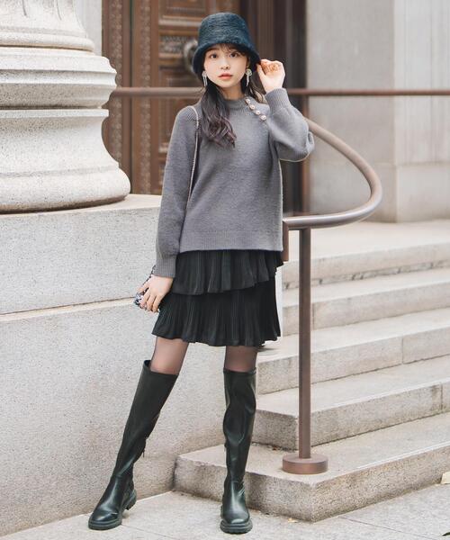 WILLSELECTION（ウィルセレクション）の「アソートボタンデザインニット（ニット/セーター・レディース・オフホワイト/チャコールグレー/ピンク・FREE）」の18枚目の写真