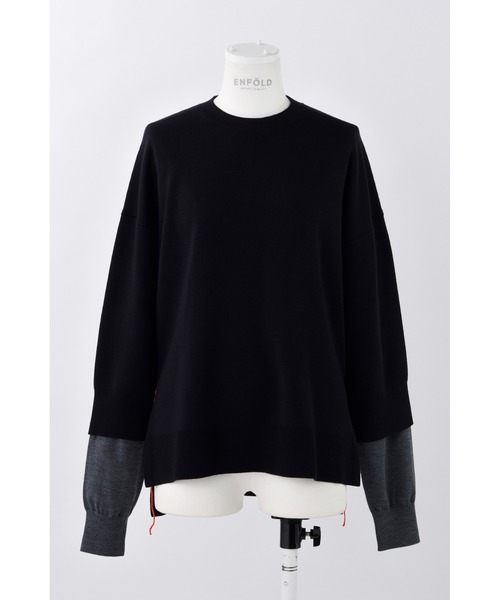 ENFOLD（エンフォルド）の「レイヤードニットプルオーバー（ニット/セーター・レディース・イエロー/杢グレー/ダークネイビー・38）」の3枚目の写真