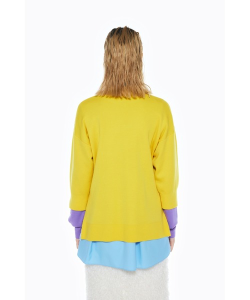 ENFOLD（エンフォルド）の「レイヤードニットプルオーバー（ニット/セーター・レディース・イエロー/杢グレー/ダークネイビー・38）」の4枚目の写真