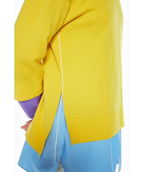 ENFOLD（エンフォルド）の「レイヤードニットプルオーバー（ニット/セーター・レディース・イエロー/杢グレー/ダークネイビー・38）」の6枚目の写真