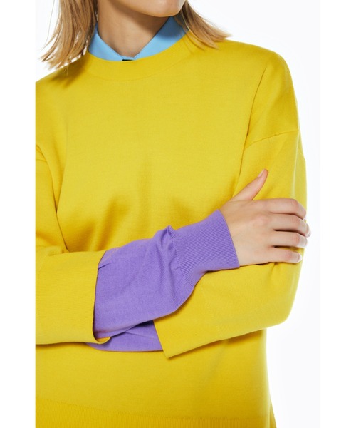 ENFOLD（エンフォルド）の「レイヤードニットプルオーバー（ニット/セーター・レディース・イエロー/杢グレー/ダークネイビー・38）」の7枚目の写真