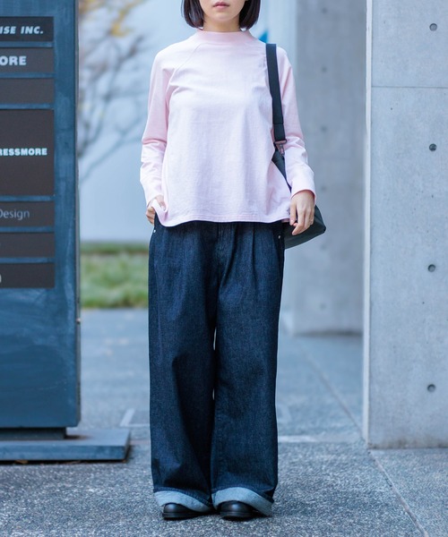 D.M.G.（ドミンゴ）の「[D.M.G / ディーエムジー] BD天竺 ラグランロングTシャツ（Tシャツ/カットソー・レディース・桜/ライム・FREE）」の4枚目の写真