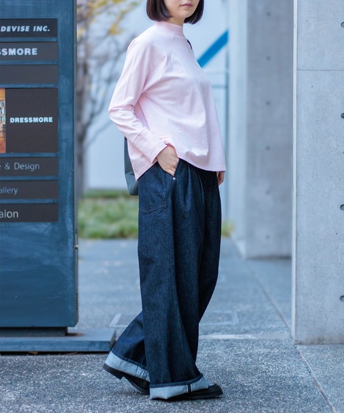 D.M.G.（ドミンゴ）の「[D.M.G / ディーエムジー] BD天竺 ラグランロングTシャツ（Tシャツ/カットソー・レディース・桜/ライム・FREE）」の5枚目の写真