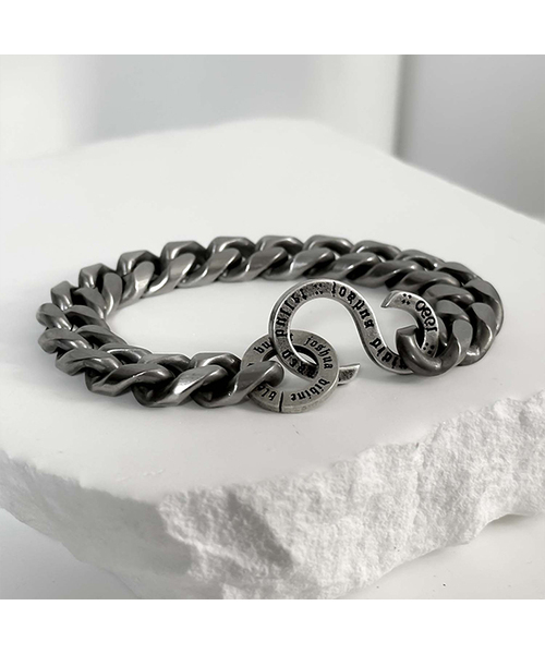 セール】GL_13mm hook クラシックチェーンブレスレット-マットシルバー