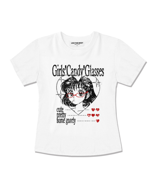 LIKE THE MOST（ライクザモースト）の「キャンディグラス レギュラー 半袖Tシャツ（Tシャツ/カットソー・レディース・ホワイト・LARGE/MEDIUM/SMALL）」の3枚目の写真