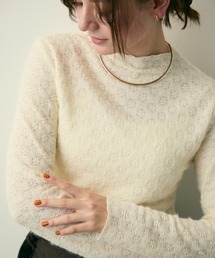 Lunea | ハイネック花柄レーストップス(Tシャツ/カットソー)