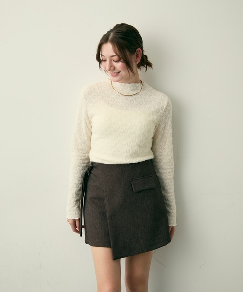 Lunea（ルネア）の「ハイネック花柄レーストップス（Tシャツ/カットソー・レディース・ブラック/ホワイト/ベージュ・FREE）」の14枚目の写真